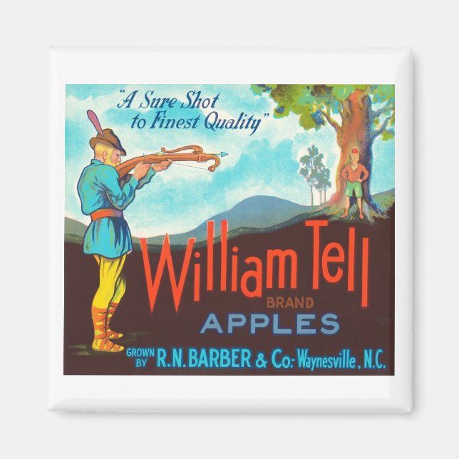 Imán William Tell Apples Vintage Crate Label (Frente)