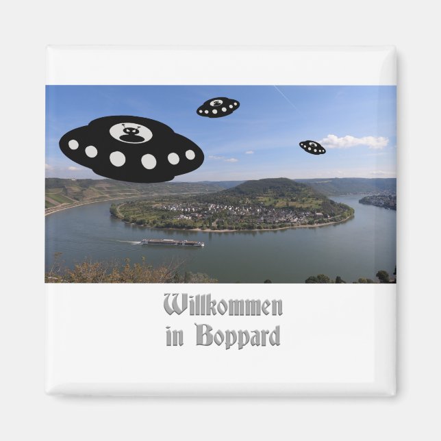Imán Willkommen en Boppard. Bienvenidos a Boppard Happy (Frente)