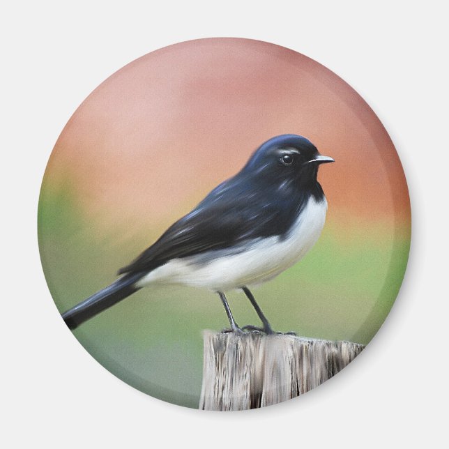 Imán Willy Wagtail - Arte de aves australiano (Frente)