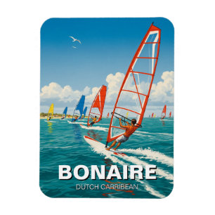 Imán Windsurfistas en Bonaire Caribe Holandés