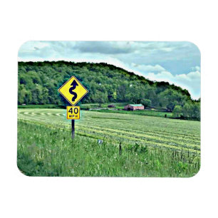 Imán Windy Curvy Road Rótulo Country Landscape Magnet