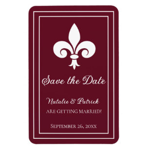 Imán Wine Fleur de Lis Save the Date Magnet
