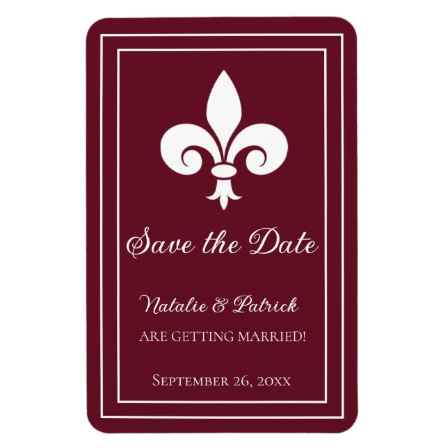 Imán Wine Fleur de Lis Save the Date Magnet (Vertical)