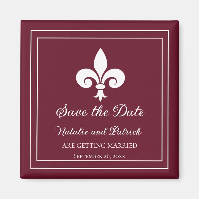 Imán Wine Fleur de Lis Save the Date Magnet (Frente)