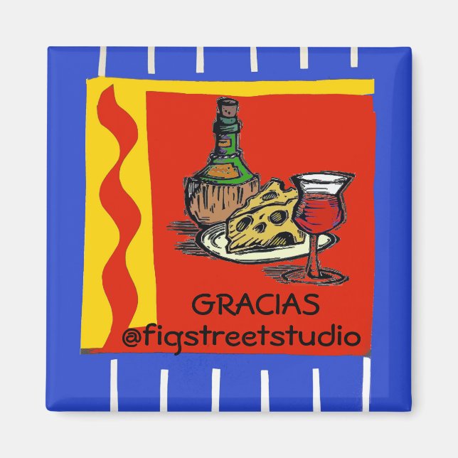 Imán Wine, Gracias, edita texto (Frente)