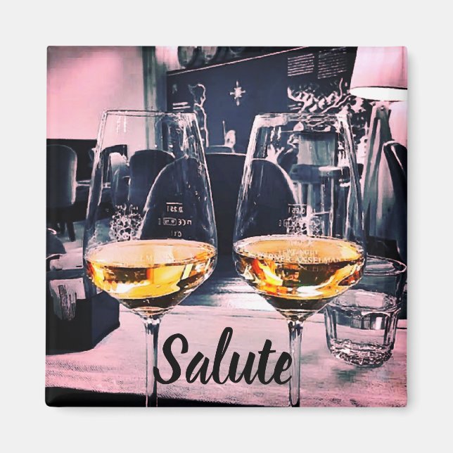 Imán Wine Magnet con palabra italiana para saludar (Frente)