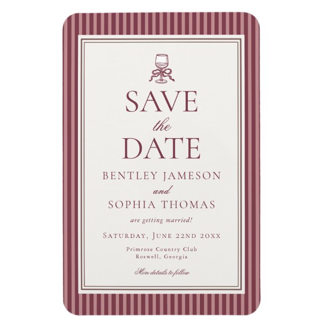 Imán Wine Vineyard Club Old Money Striped Save the Date (Vertical)