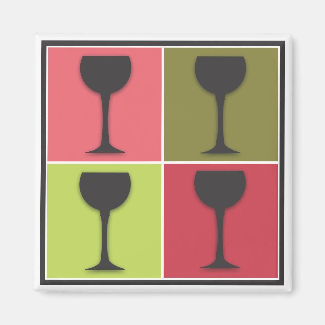Imán Wineglass Pop Art Wine Tema Retro Magnet (Frente)