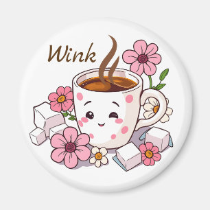 Imán ¡Wink! Buenos días café lindo kawaii