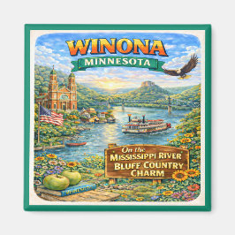 Imán Winona, MN Minnesota Souvenir Magnet