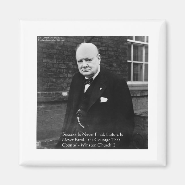Imán Winston Churchill: Regalos de "éxito nunca final" (Frente)