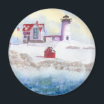 Imán Winter at Nubble LIghthouse in Maine<br><div class="desc">Nubble Lighthouse is about a 30 minute drive from my home. I go there often to paint it in watercolor. This is my rendition of Nubble Lighthouse after a winter storm.</div>