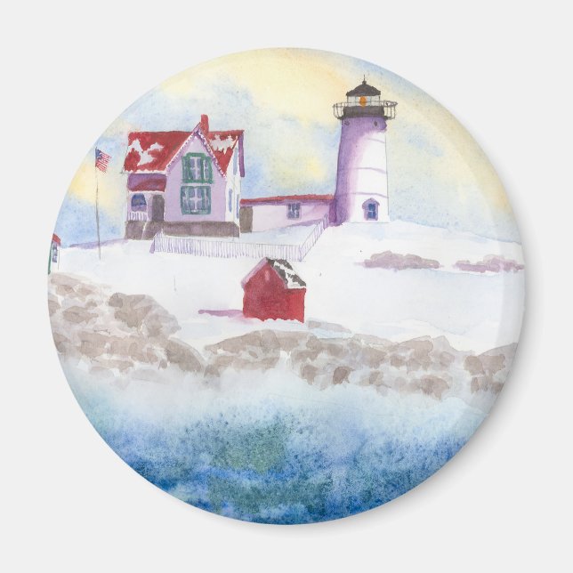 Imán Winter at Nubble LIghthouse in Maine (Frente)