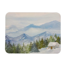 Winter Cabin Magnet