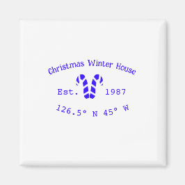 Imán Winter Christmas house blue candy canes est. Year 