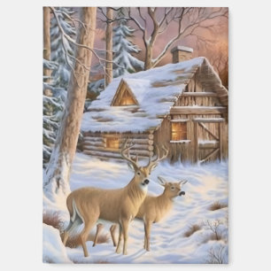 Imán Winter Deer at the Christmas Tree