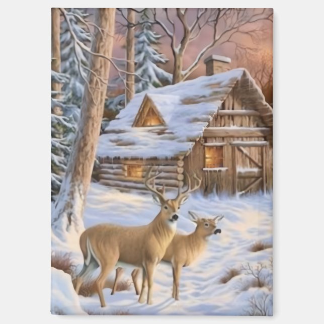 Imán Winter Deer at the Christmas Tree (Anverso)