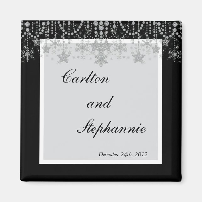Imán Winter Diamond Boda Magnet Favor (Frente)