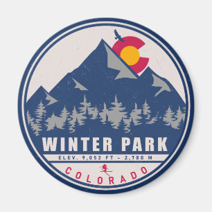 Imán Winter Park Colorado Retro Sunset Souvenirs 80