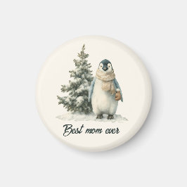 Imán Winter Penguin “Best Mom Ever” Design