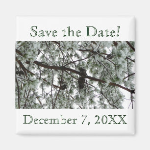 Imán Winter Pine Save the Date Magnet