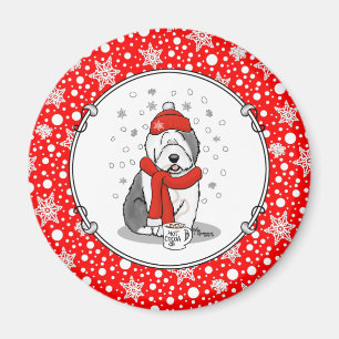 Imán Winter (rojo) Perro inglés viejo (gris 1) lindo