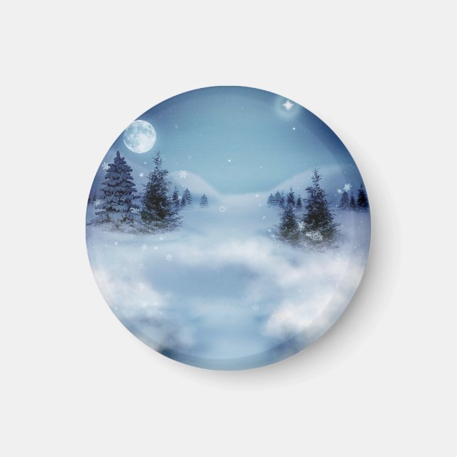 Imán Winter Wonderland de noche (Frente)