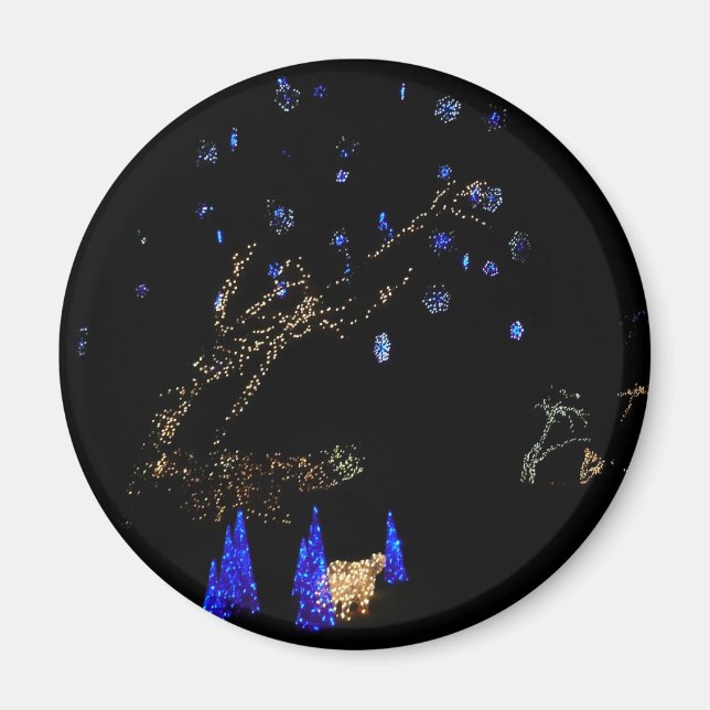 Imán Winter Wonderland ilumina vacaciones azules y blan (Frente)