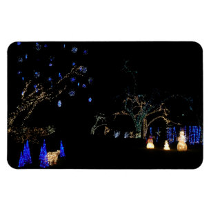 Imán Winter Wonderland ilumina vacaciones azules y blan