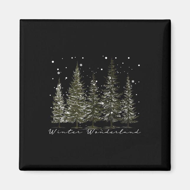 Imán Winter Wonderland Pine Tree Nature Amante del send (Frente)