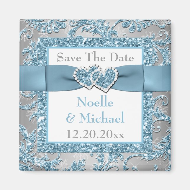 Imán Winter Wonderland Save The Date Boda Magnet (Frente)