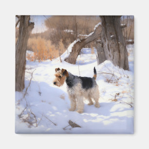Imán Wire Fox Terrier Deja Que Nieva Navidades