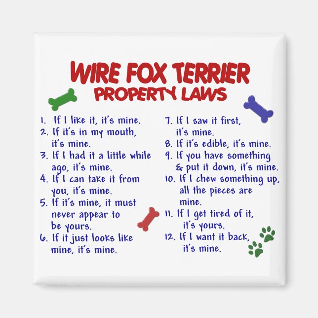 Imán WIRE FOX TERRIER Property Laws 2 (Frente)