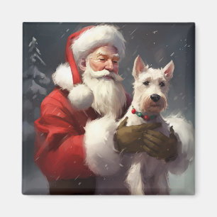 Imán Wire Fox Terrier Santa Claus Festivo Navidad