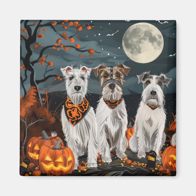 Imán Wirefox Terrier Halloween Spooky (Frente)