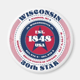 Imán Wisconsin Circle Typography Souvenir Magnet