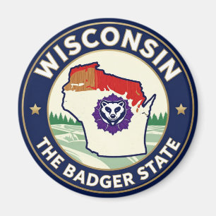 Imán WISCONSIN Estado Tejón Patrimonio de los Grandes L