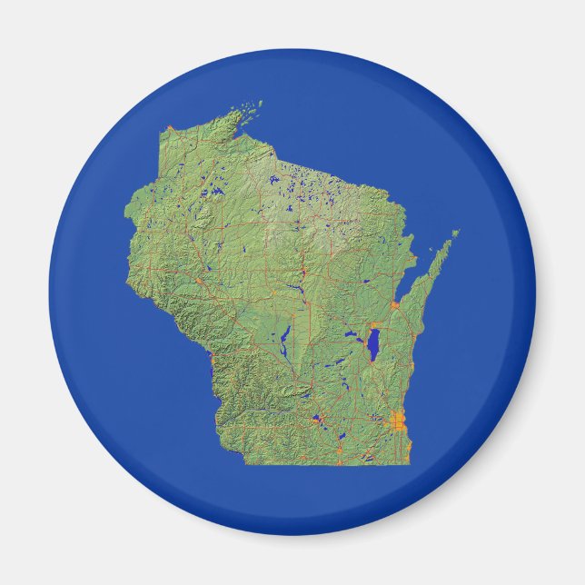 Imán Wisconsin Map Magnet (Frente)