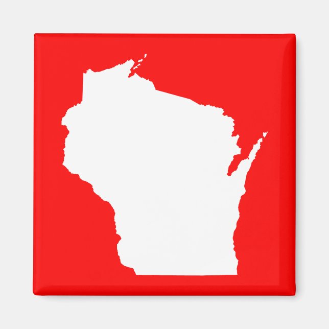 Imán Wisconsin rojo y blanco (Frente)
