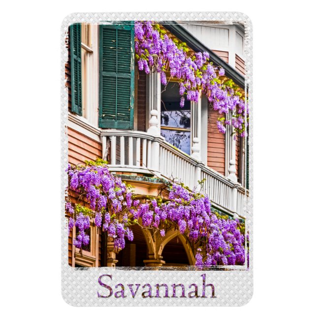 Imán Wisteria en una vieja casa del sur en Savannah (Vertical)