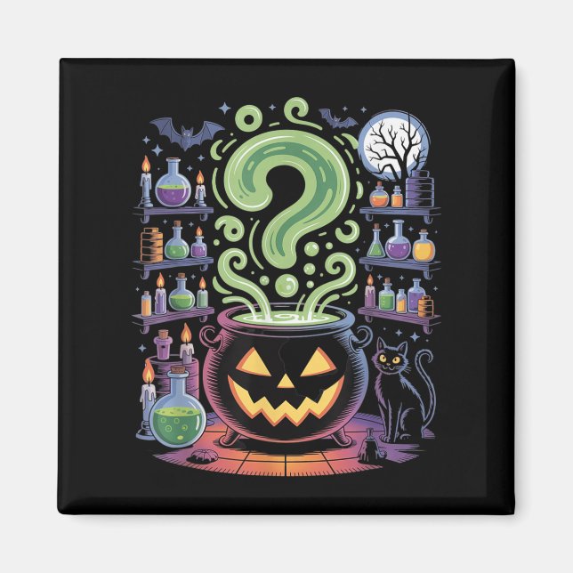 Imán Witch Cauldron Tions Pumpkins Soky Halloween (Frente)