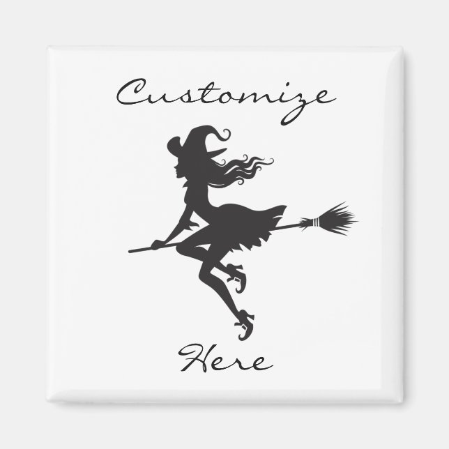Imán Witch Riding Broom Halloween Thunder_Cove (Frente)