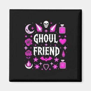 Imán Witchy Pink Ghoul Friend Halloween Collage Mujeres