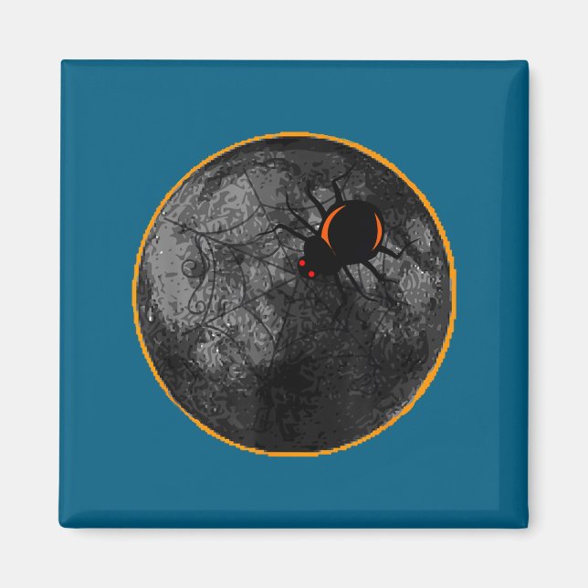Imán With On Spider Web Arachnid Moon Solar (Frente)