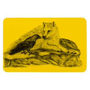 Imán Wolf and Raven - Diseño negro y amarillo