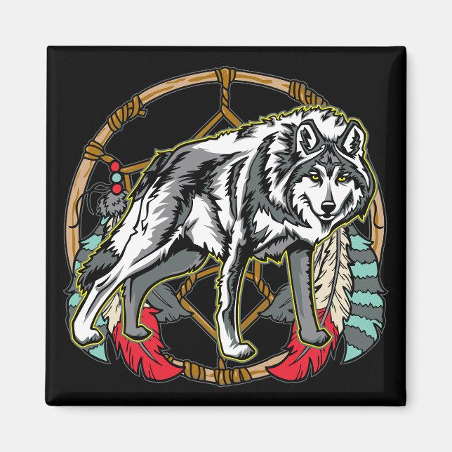 Imán Wolf Dreamcatcher (Frente)