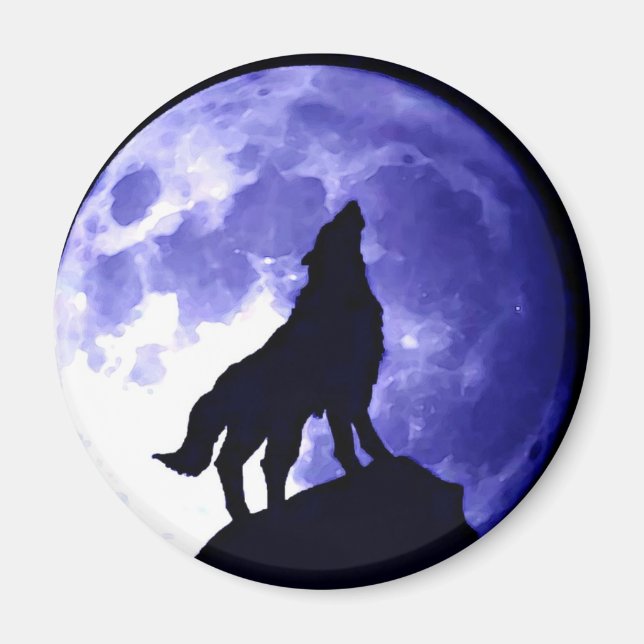 Imán Wolf Howling en la Luna (Frente)