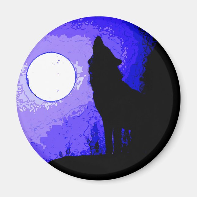 Imán Wolf Howling en la Luna (Frente)