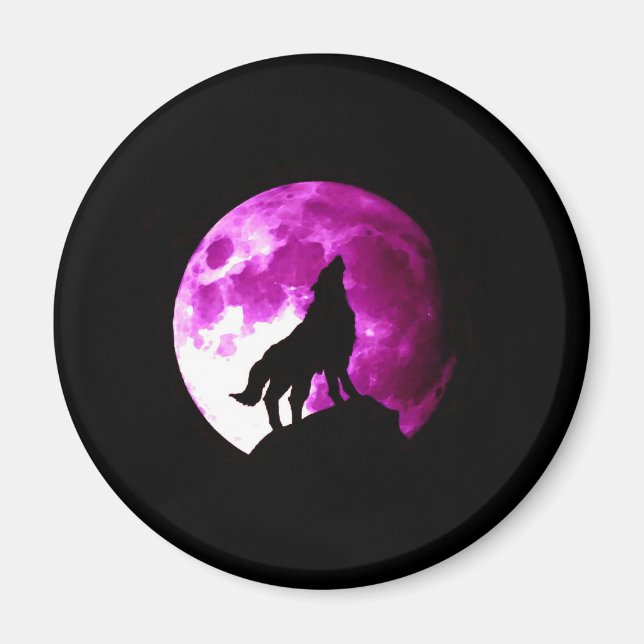 Imán Wolf Howling en la Luna (Frente)