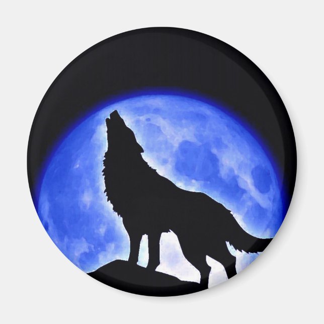 Imán Wolf Howling en la Luna (Frente)